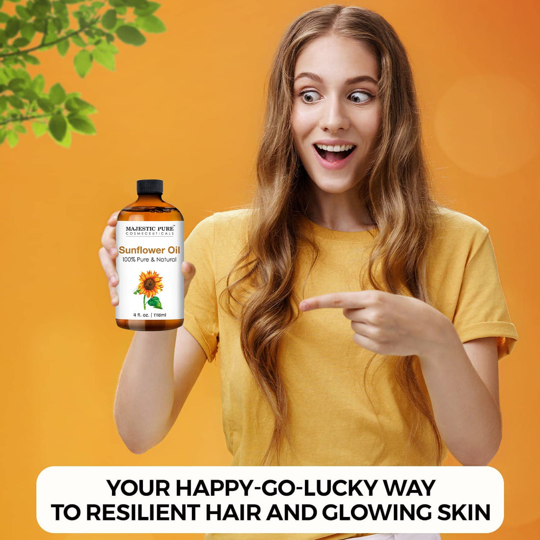 MAJESTIC PURE Sunflower Essential Oil | 100% Pure and Natural Sunflower Oil | Premium Grade Essential Oils for Hair Care, Home Diffusers, Skin, Aromatherapy, Massage and Humidifiers | 4 Fl Oz