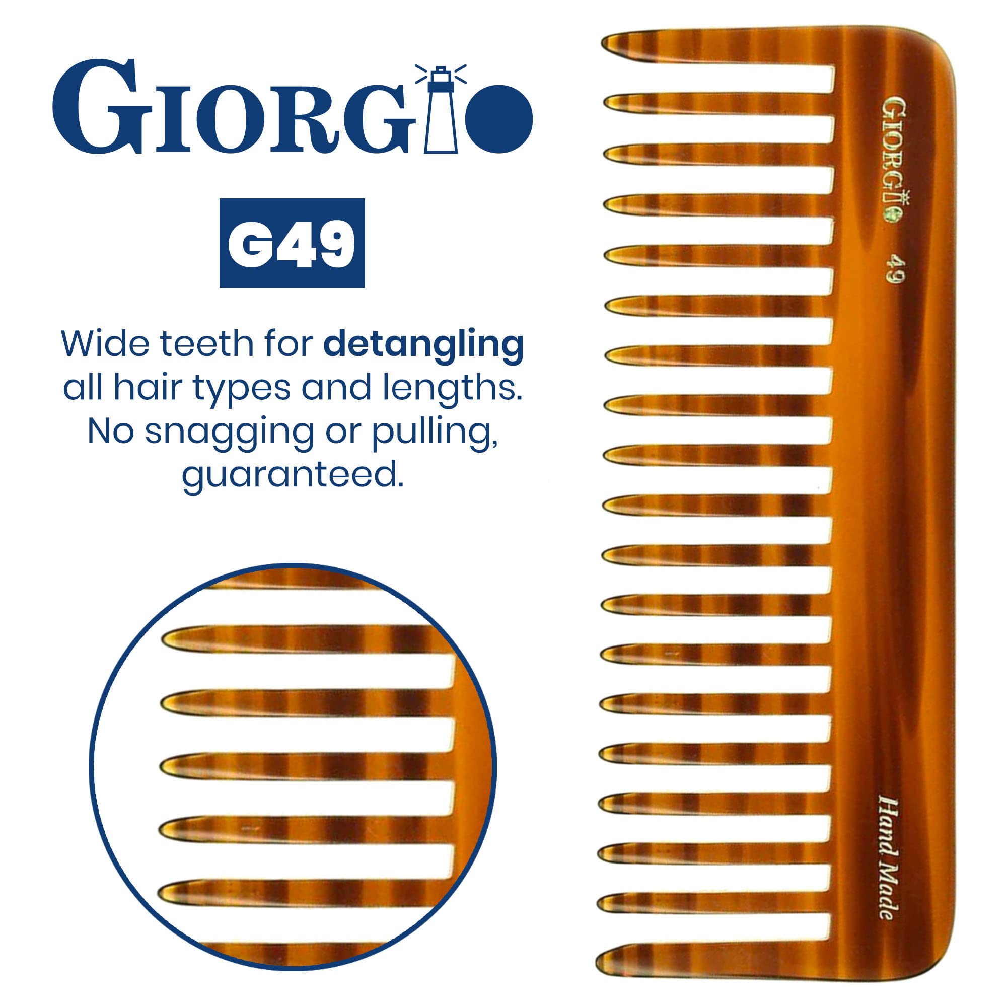 Giorgio Hand Made Flexible Comb 5-1/2 Long (Tortoise G49) by GWL