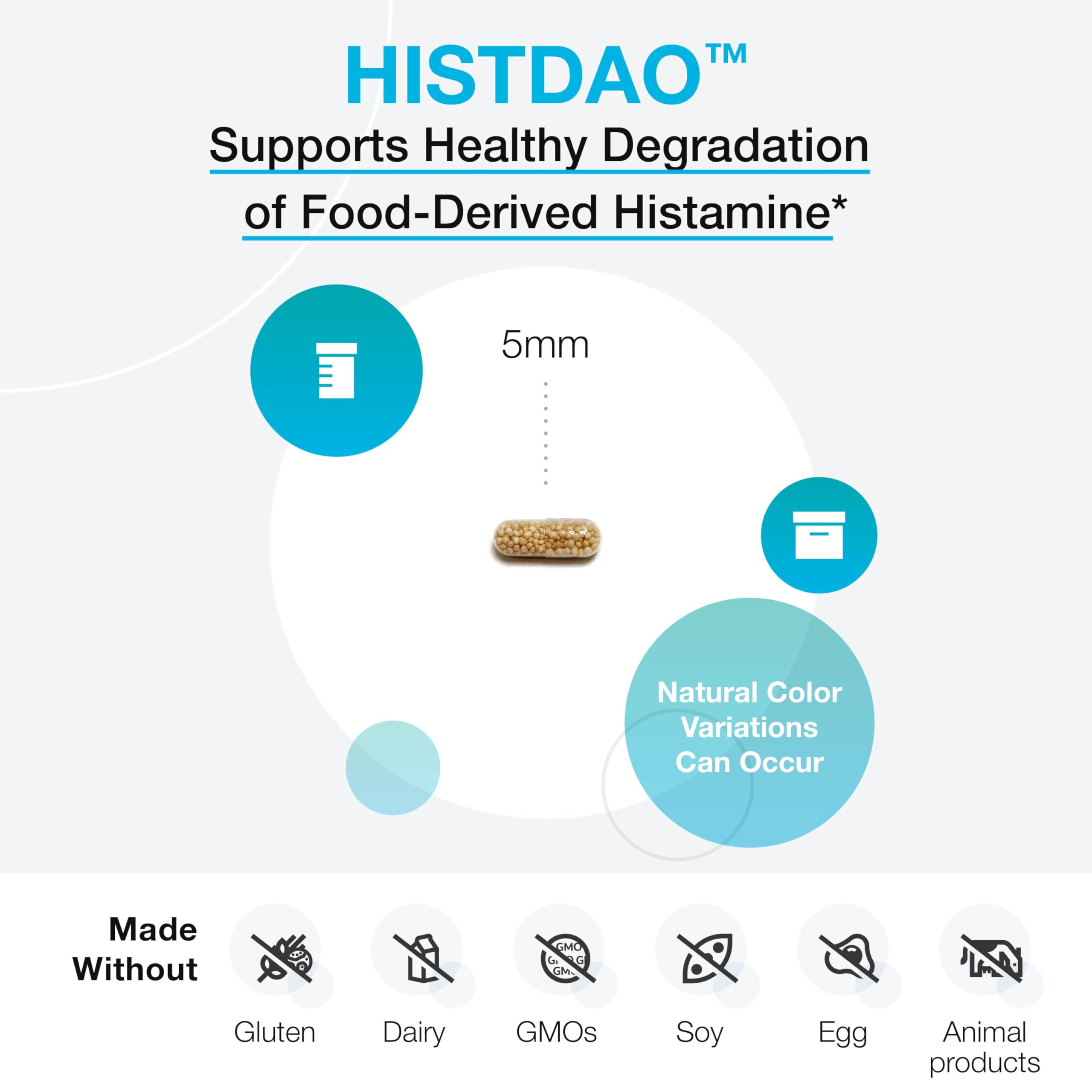 XYMOGEN HistDAO - DAO Enzyme Supplement to Supports Healthy Degradation of Food-Derived Histamine - Diamine Oxidase for Digestive Health 20,000 HDU Per Serving (60 Tablets)