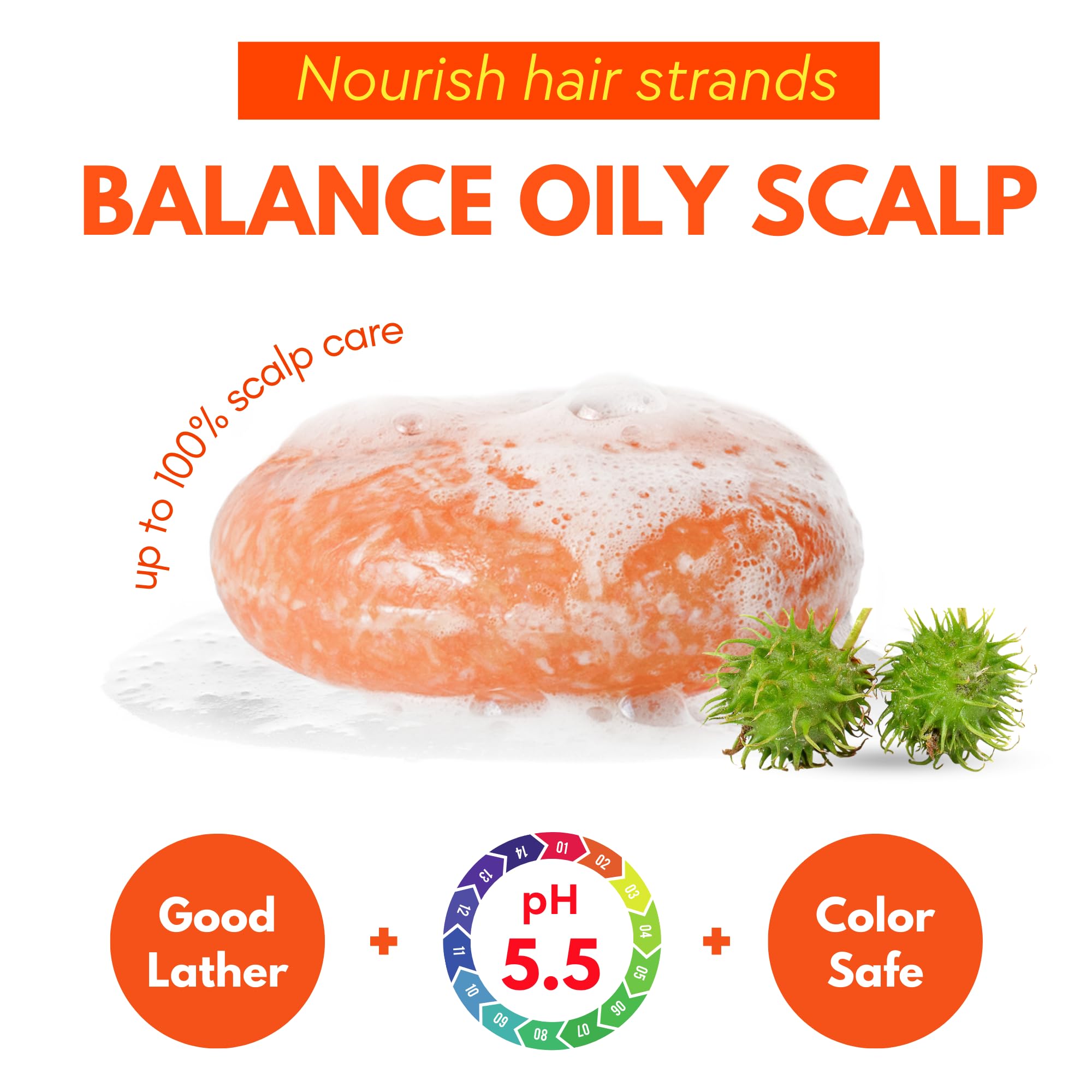 PureRootss Castor Oil Shampoo and Conditioner Bar Set 3 - Hair Growth, Regrowth, Anti Hair Loss- Natural Solid Shampoo Soap Bars Set for Women with Straight, Curly Hair for Thinning, Thickening