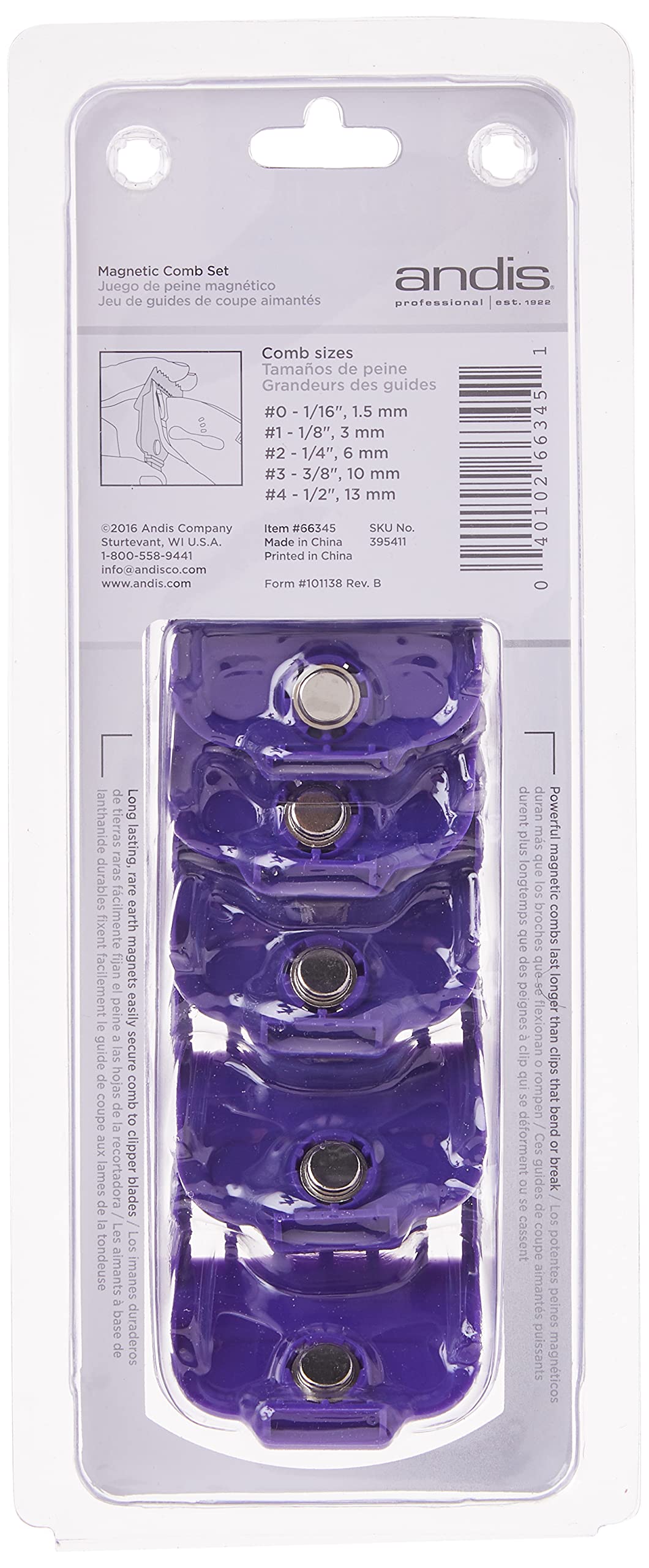 Nano Silver Magnetic 5 Pack Attachment Comb Set