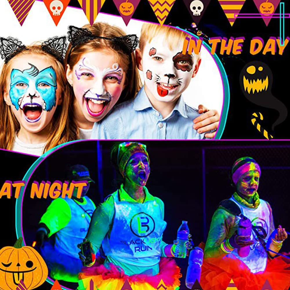 UV Neon Face & Body Paint Glow Kit -24 tubes/Box- Neon Face Paint In the Dark UV Glow Blacklight Halloween Face & Body Paint