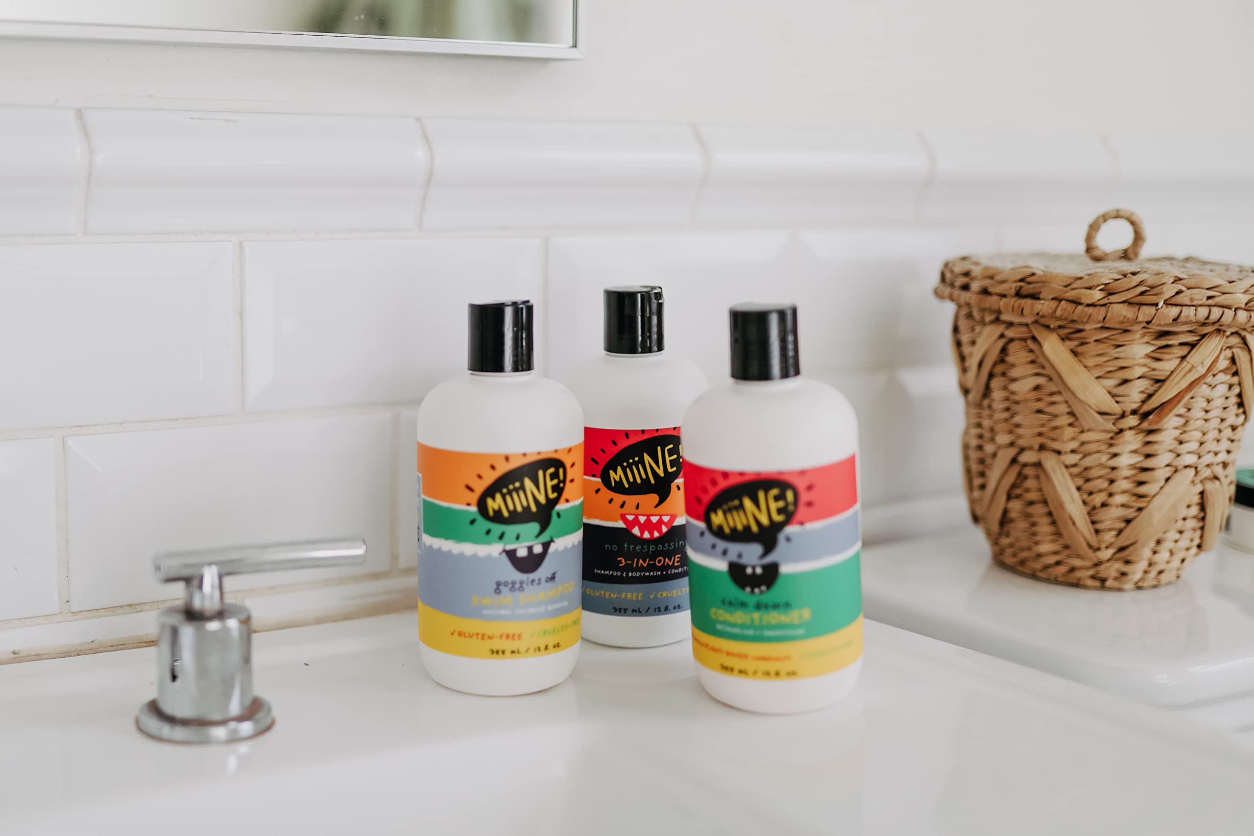 MiiiNE! Goggles Off Swim Shampoo for Kids 12oz | Tear Free Kids Shampoo - Use Chlorine shampoo for the Pool, Hard Water, or Beach | Cruelty Free Swimmers Shampoo Made in USA | By Stylists For Kids