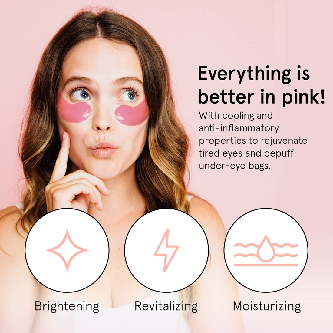 Under Eye Patches For Puffy Eyes (24 Pairs) - Vegan Energizing Under Eye Mask- Pink Eye Masks for Dark Circles, Eye Bags, and Puffiness - by grace and stella