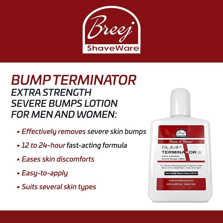BUMP TERMINATOR Extra Strength Severe Bumps Lotion by Breej, 6.8 fl oz (2 ml)