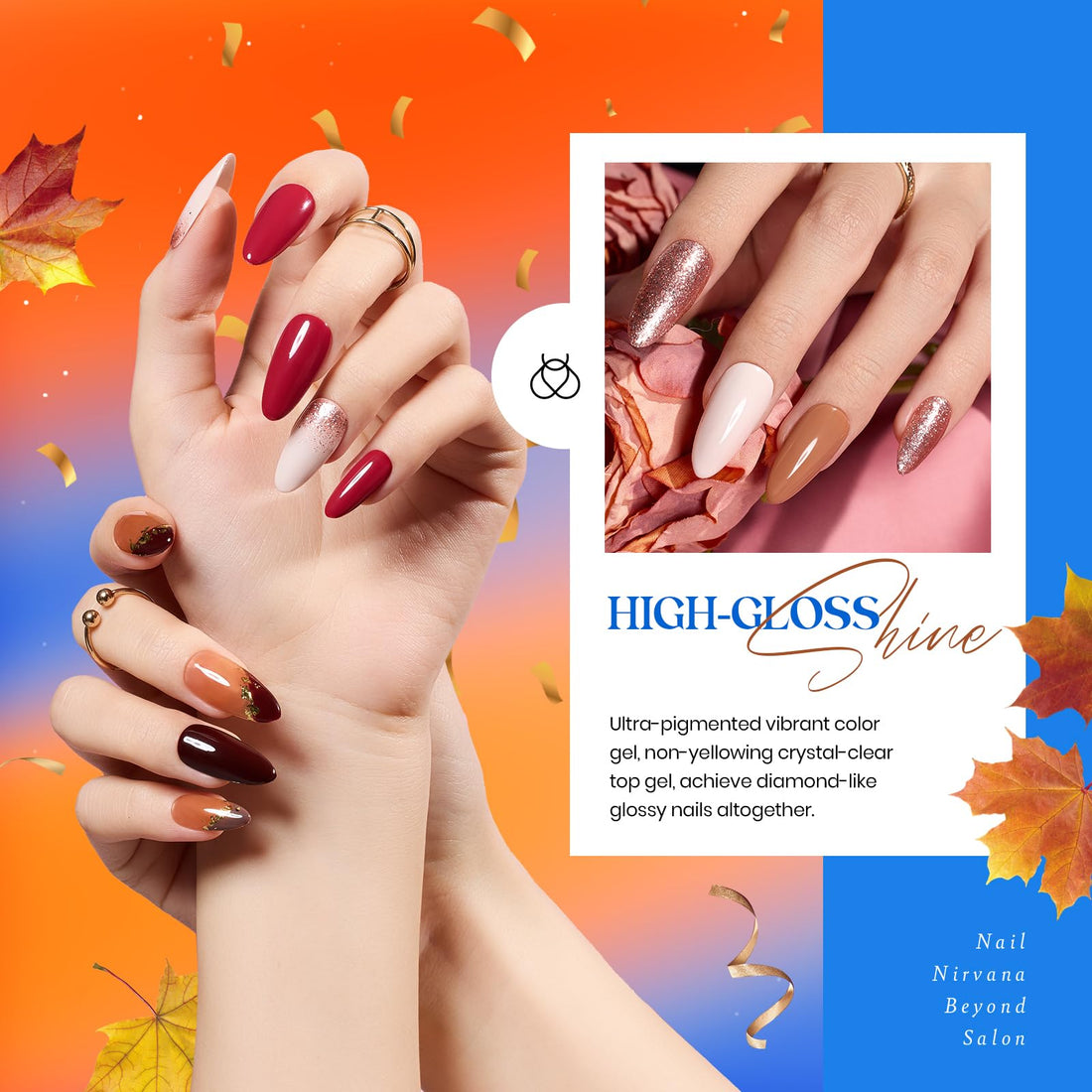 Beetles Gel Nail Polish Kit, 23Pcs Fall Nude Pink Brown Burgundy Red Gel Polish Set with Base Top Coat Verse of Roses Kit, Soak off Uv Gel Golden Glitter Holiday Nail for Women