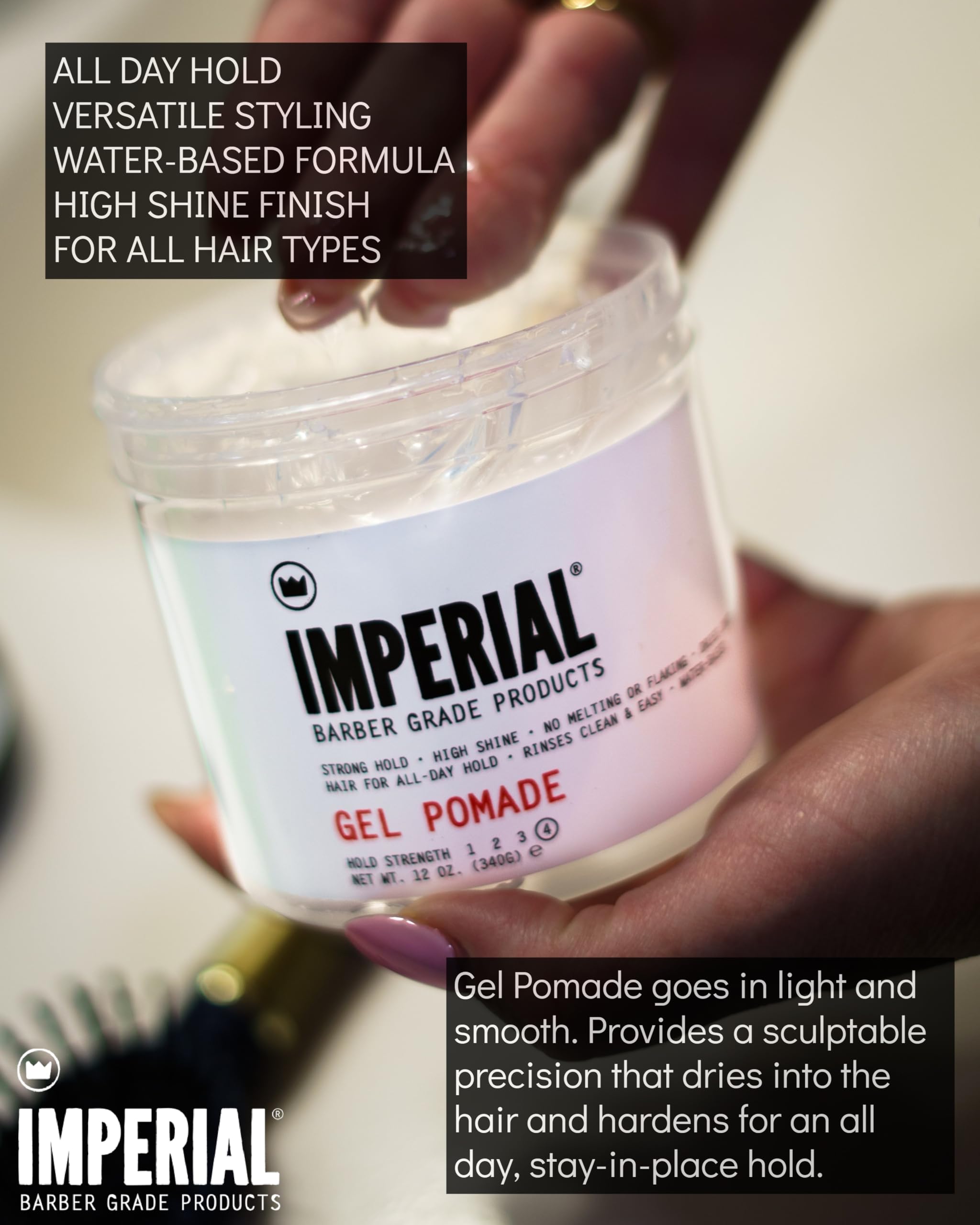 Imperial Barber Grade Products Gel Pomade, 12 oz