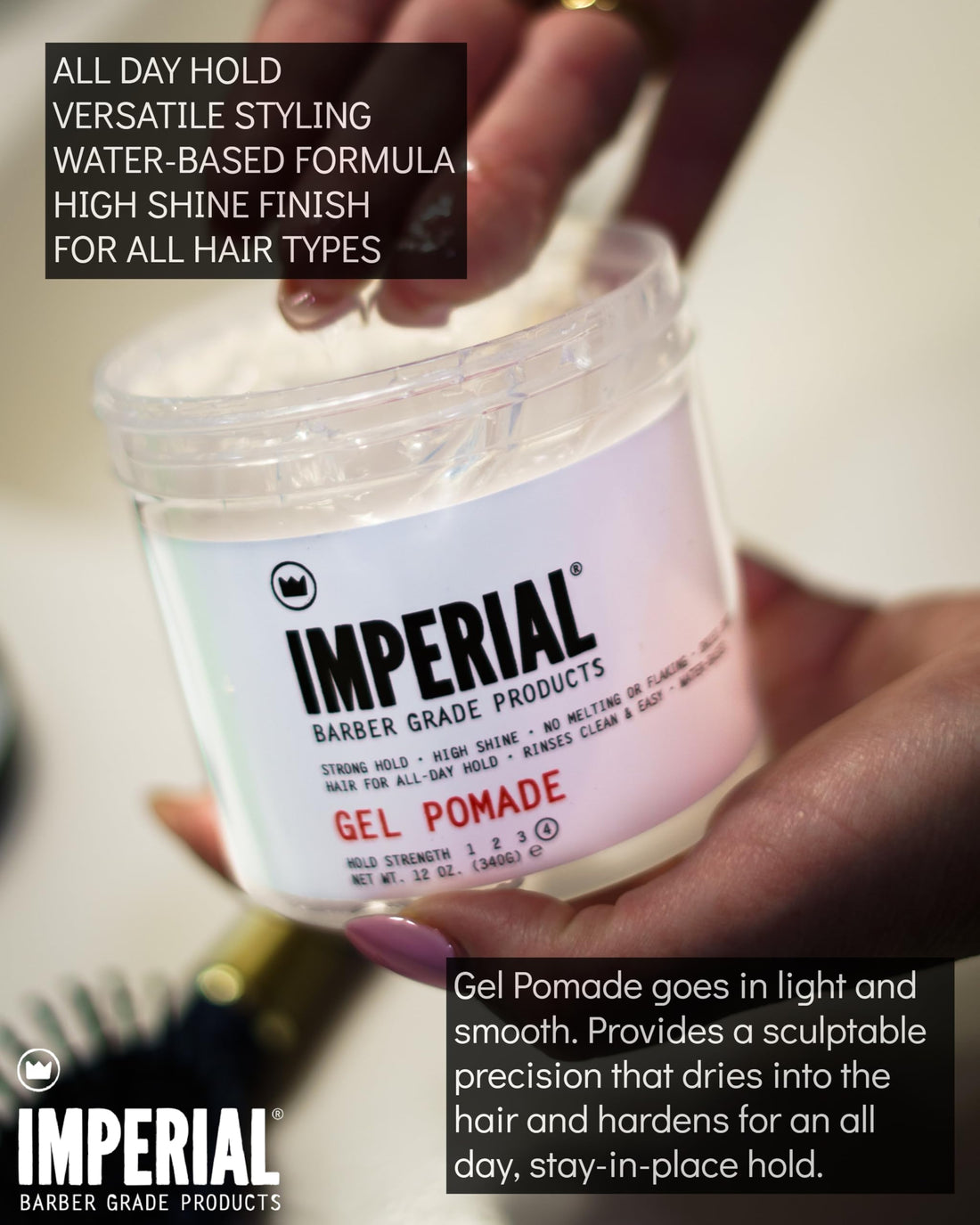 Imperial Barber Grade Products Gel Pomade, 12 oz
