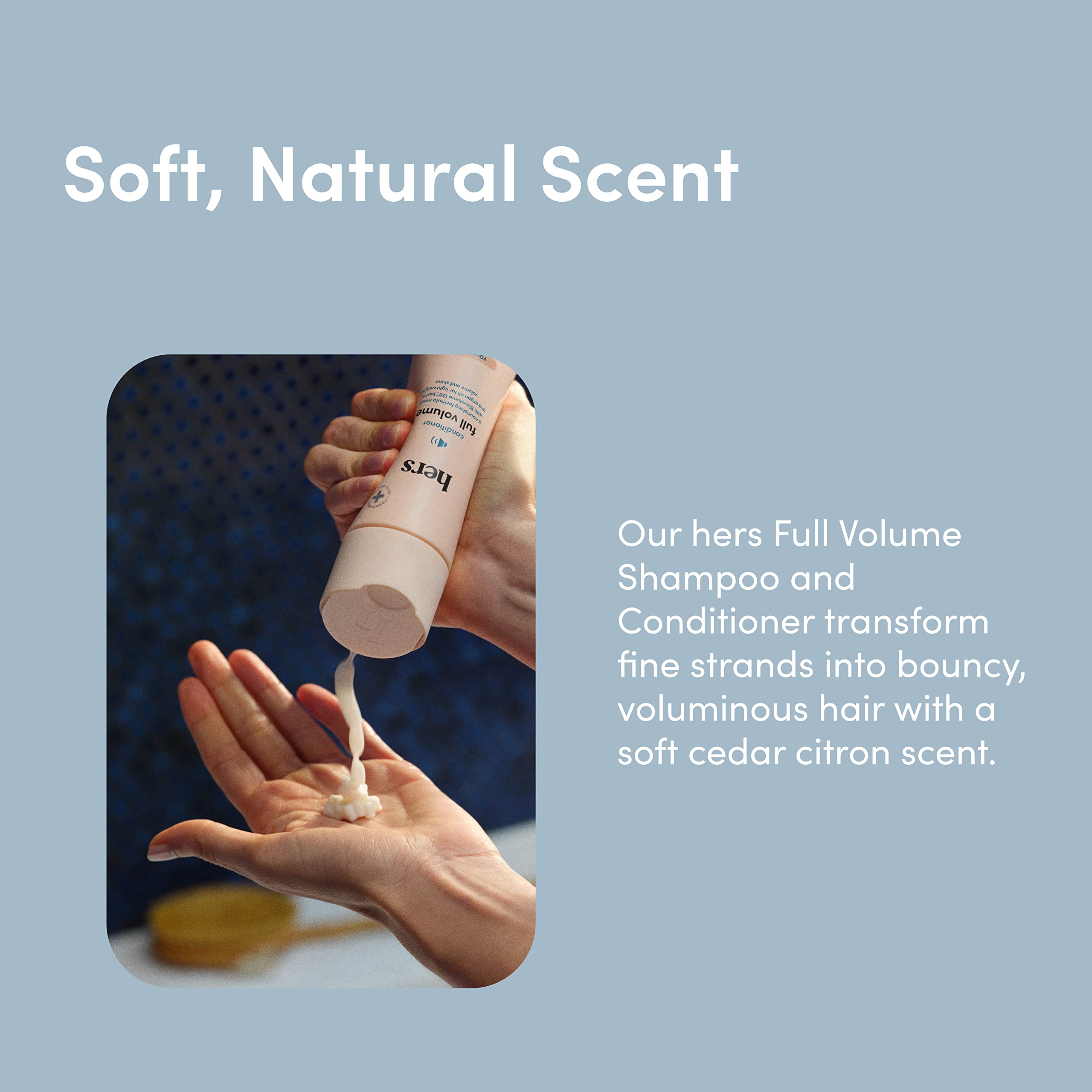 hers Full Volume Shampoo & Conditioner Set - Volumizing Shampoo and Conditioner for Women with Biotin - Adds Lightweight Volume, Shine & Bounce - Coastal Cedar Citron - 2 x 6.4 fl oz