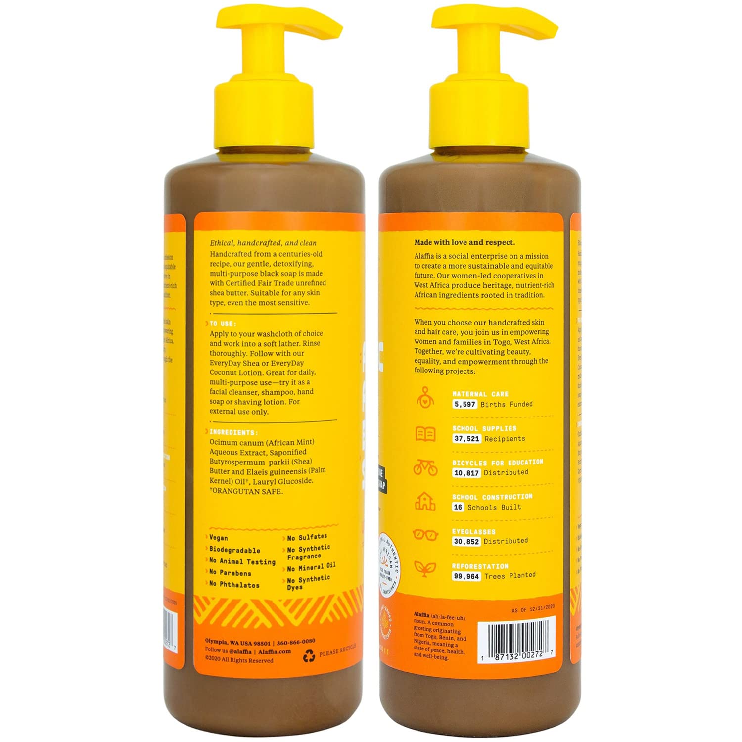 Unscented : Alaffia - Authentic African Black Soap, Unscented, 16 Ounces