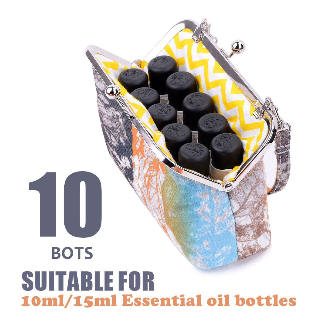 Essential Oil Storage Bag, Holds 10 Bottles & Roller Balls Container Case For 5Ml/10Ml/15Ml Oils Slim Organizer Best For Keeping Your Oils Safe Portable Purse