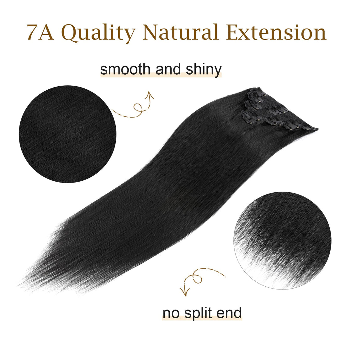 Double Weft 100% Clip in Remy Human Hair Extensions #1 Jet Black 10'-22' Grade 7A Quality Full Head Thick Thickened Short Soft Silky Straight 8pcs 18clips for Women Beauty 10 / 10 inch 110g