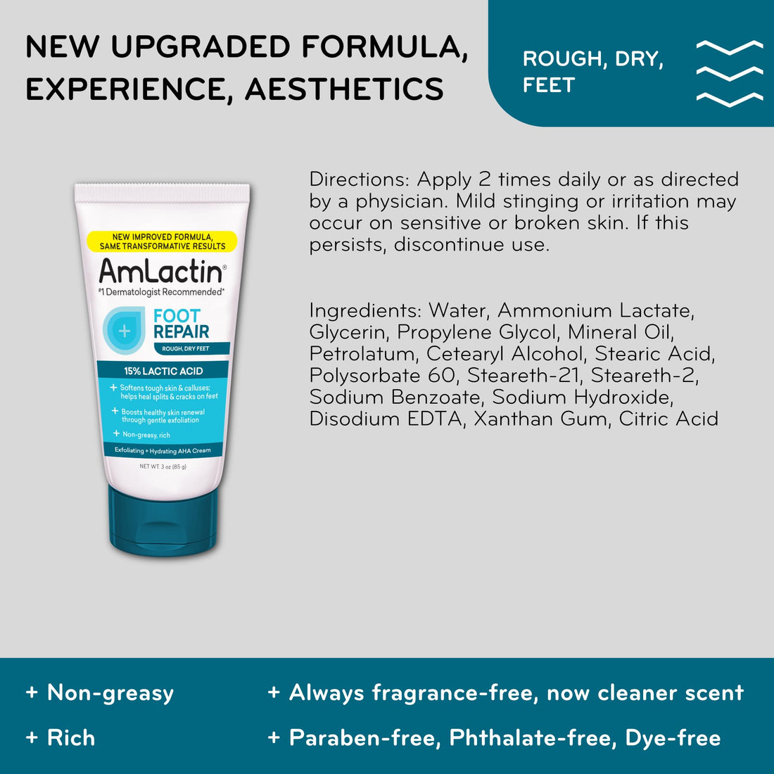 AmLactin Foot Repair Foot Cream Therapy, 3 oz and One Pair Moisturizing Heel Socks (Packaging May Vary)