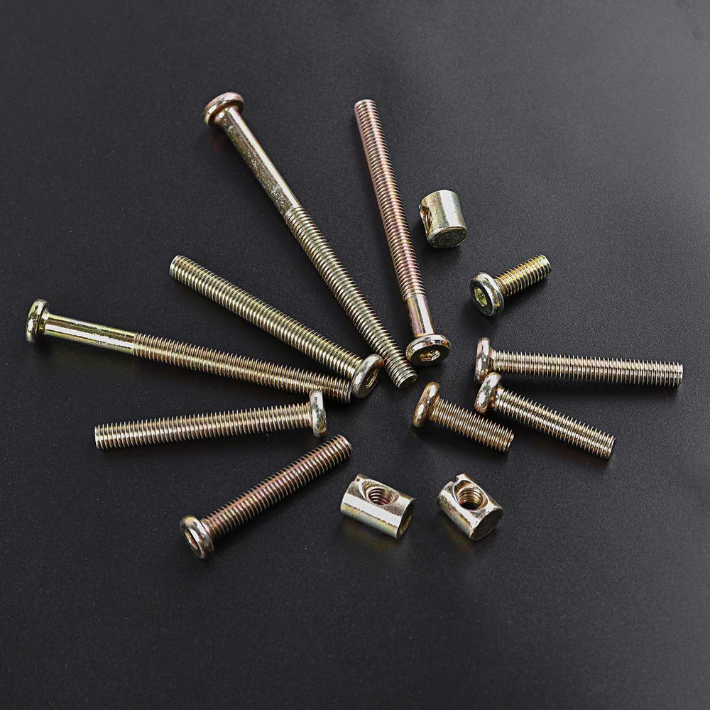 Crib Screws and Bolts Crib Parts Replacements for Baby Bed Cot Bunk Furniture M6 Barrel Nuts Crib Bolts Replacement 40mm Set of 12