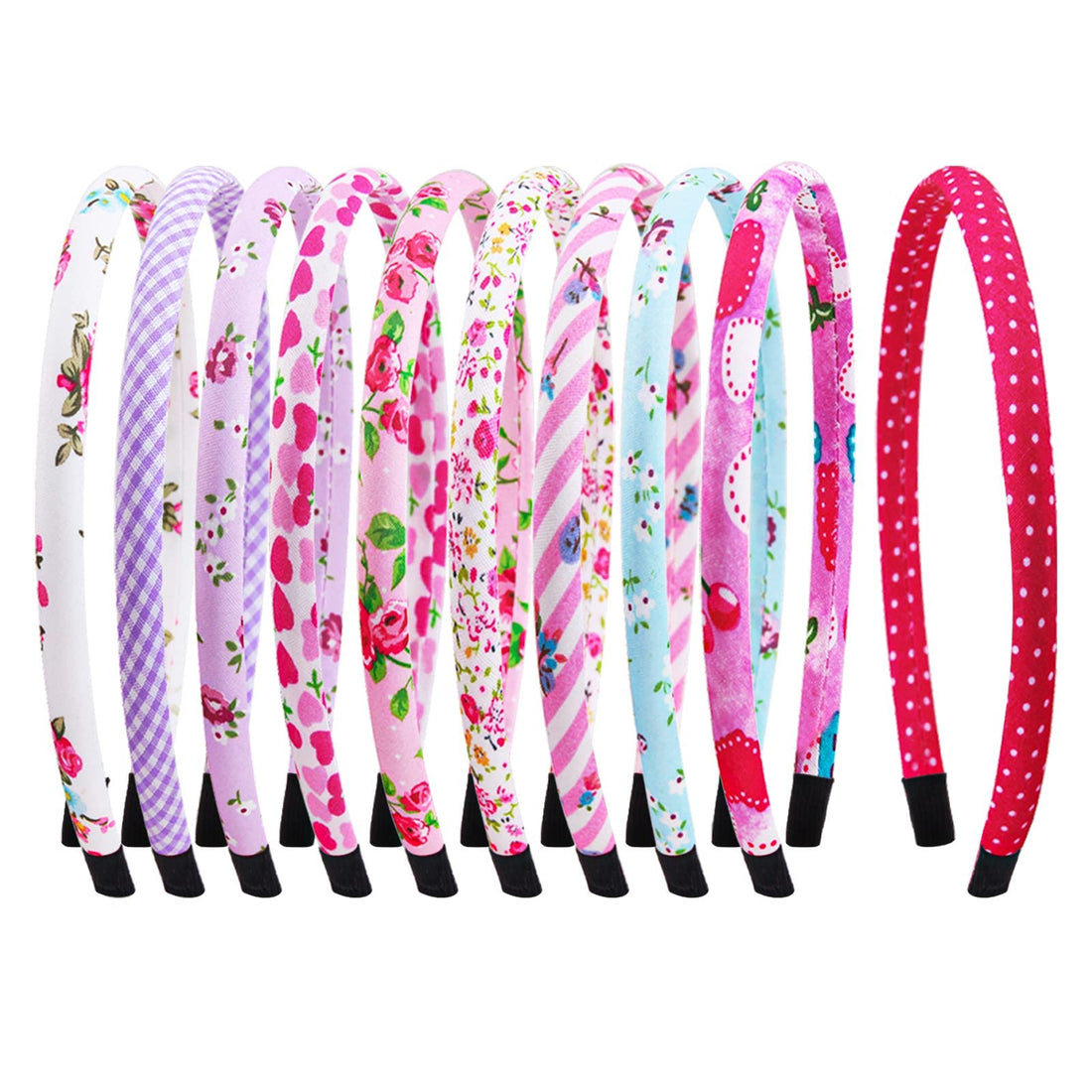 Candygirl Girls' Flora Stripe Heart Alice Hair Band Girls headbands For Girls Value Pack(Assorted 10pcs per Pack)
