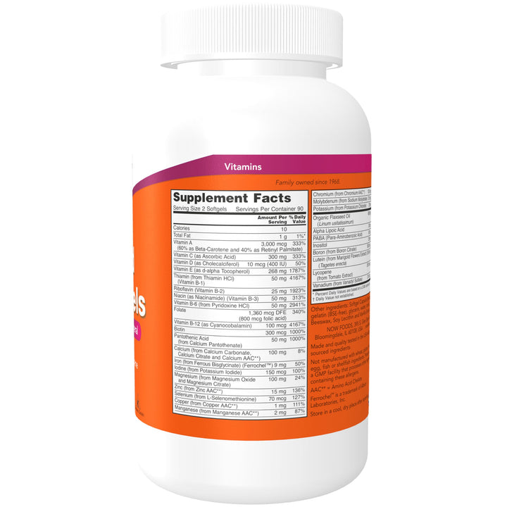 NOW Foods Supplements, Liquid Multi Gels with Lutein and Lycopene, plus Flax Seed Oil, 180 Softgels