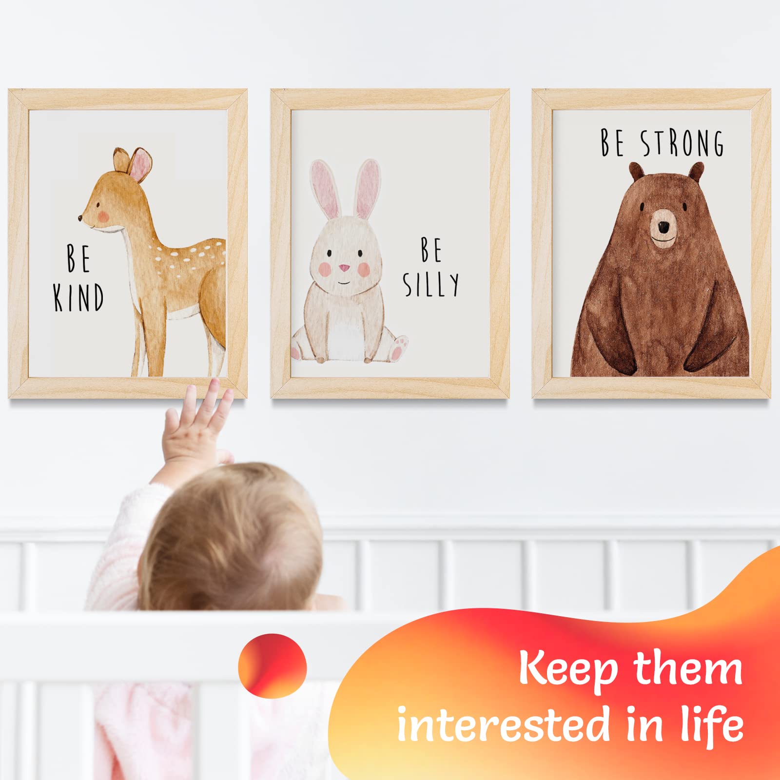Set of 6 Baby Animal Nursery Wall Art Prints - Cute & Inspirational Decor for Baby Girls & Boys, Kids Room, Playroom, Nursery - Unframed 8x10 Inch Posters - Woodland Animal Nursery Decor