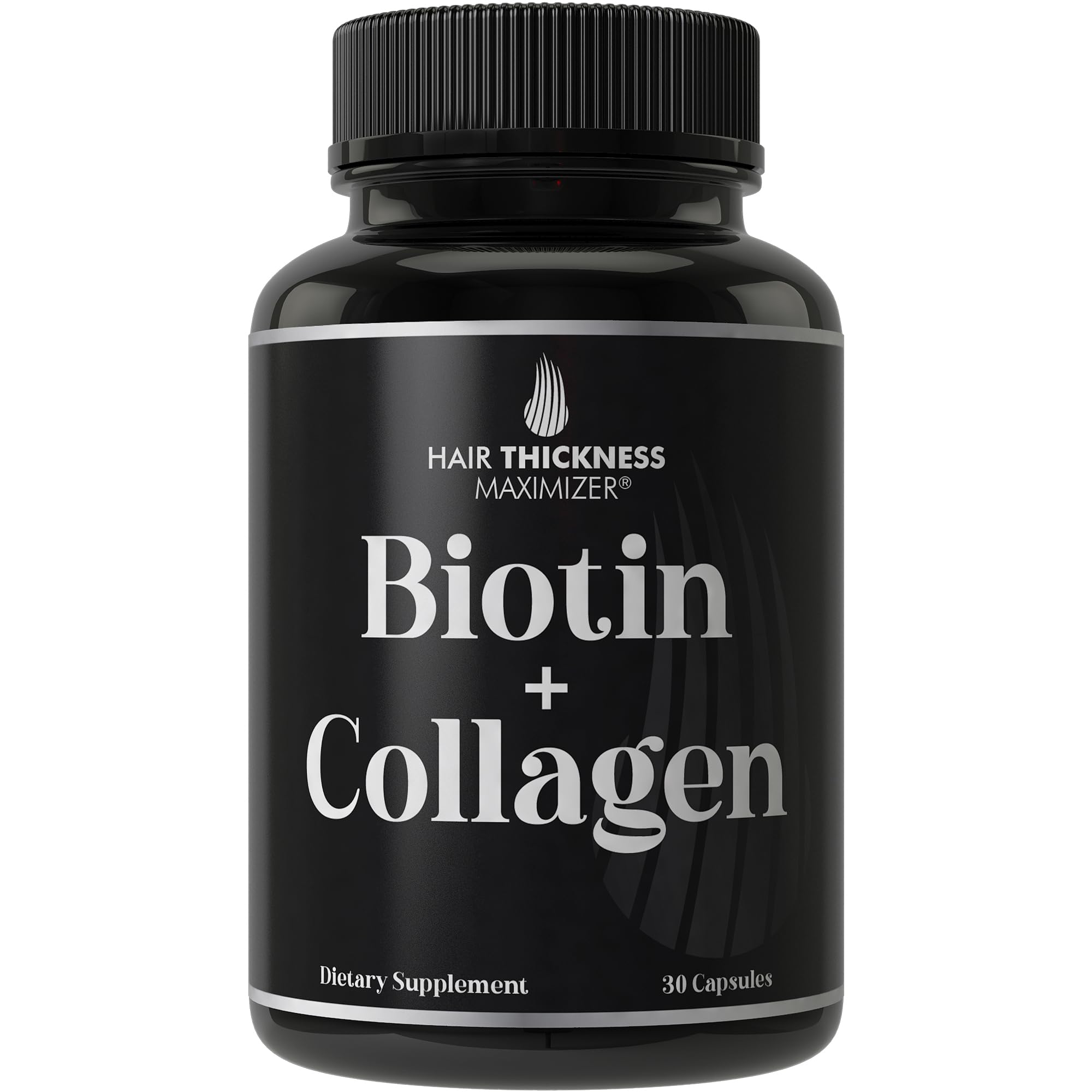 Hair Thickness Maximizer Biotin & Collagen Supplements – Biotin 10000mcg + Bovine Collagen 2-in-1 Hair Growth & Thickening Vitamins Complex - Hair Growth Products