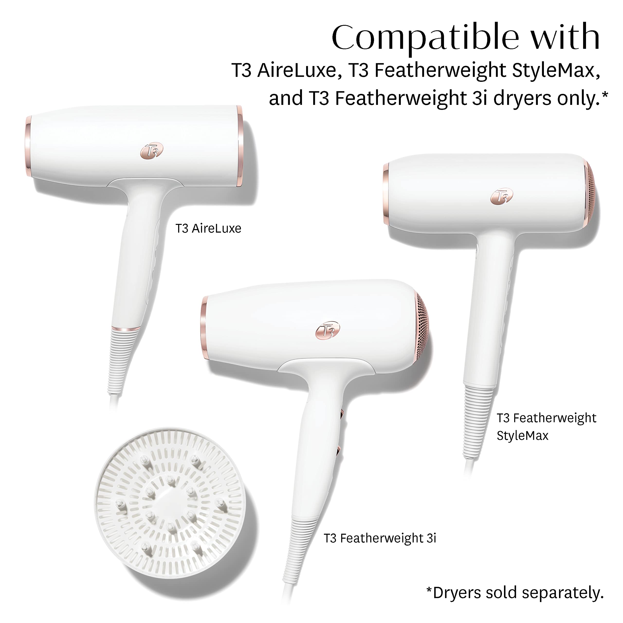 T3 Micro T3 - SoftTouch 3 Diffuser for T3 Featherweight 3i Dryer | Volumizing Hair Diffuser for Curl Defining and Hair Styling | Anti-Frizz for Smooth and Shiny Curls, 1 ct.