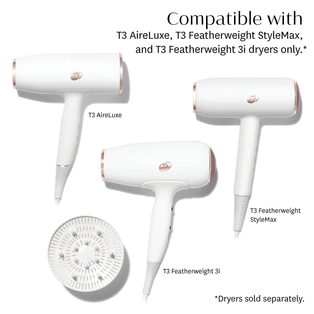 T3 Micro T3 - SoftTouch 3 Diffuser for T3 Featherweight 3i Dryer | Volumizing Hair Diffuser for Curl Defining and Hair Styling | Anti-Frizz for Smooth and Shiny Curls, 1 ct.