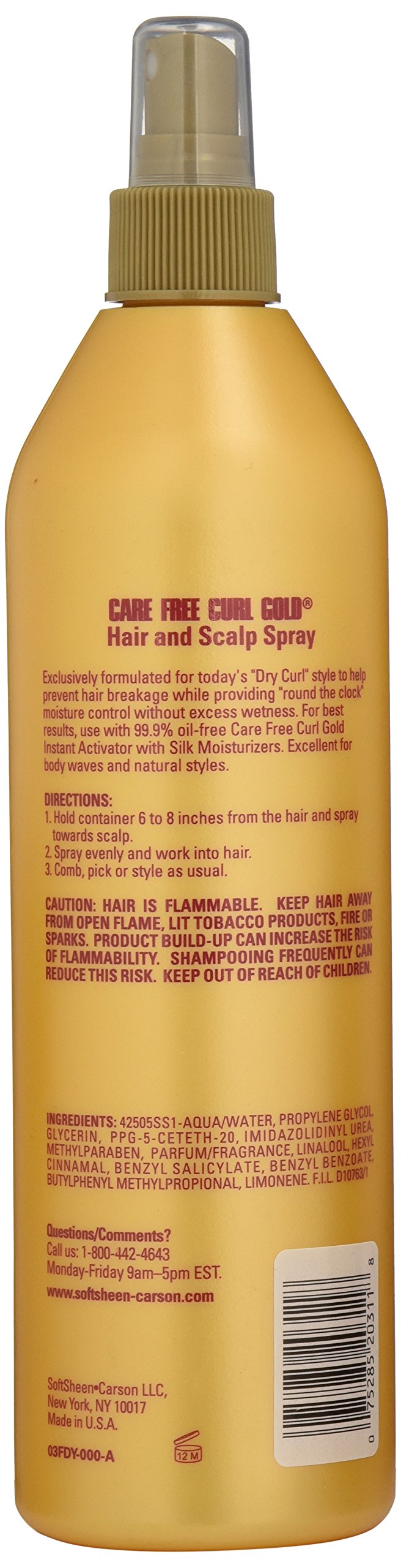 Care Free Curl Gold Hair Scalp Spray, 16 Fluid Ounce