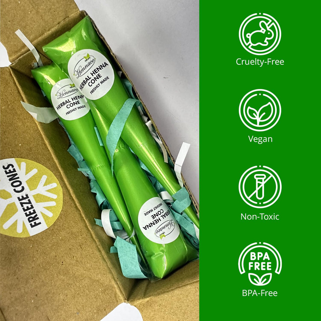 Hennaco Herbal Hair Henna Cones, Natural & Pure Hair Coloring Cones (3 Pack)