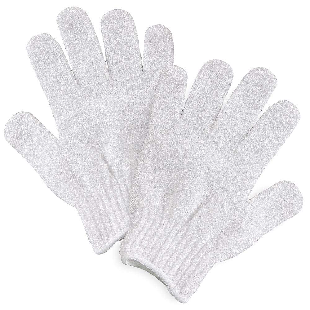 ForPro Premium Exfoliating Gloves, White, Extra-Thick, Body Exfoliating Shower and Bath Gloves, 6-Pair