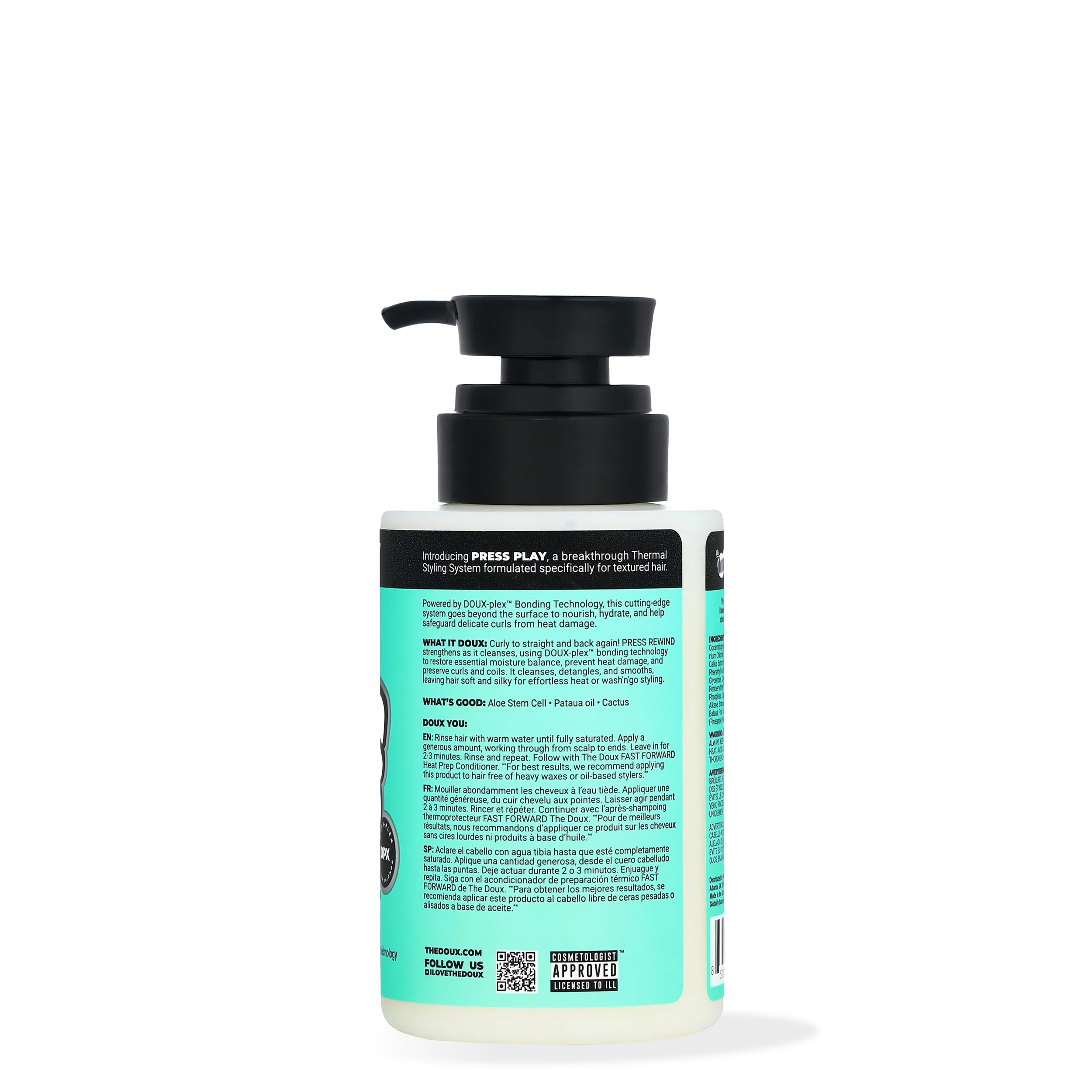 The Doux PRESS REWIND Curl Retention Shampoo - For Cleansing and Restoring Curly Hair for Women and Men