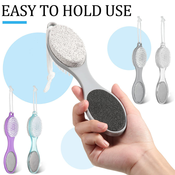4 Pieces 4 in 1 Foot File Callus Remover Foot Scrubber Brush 4 in 1 Pedicure Tool with Pumice Stone Scrubber Multi-Functional Foot Scrubber Pedicure Foot File for Women Men Dry and Wet Foot Care