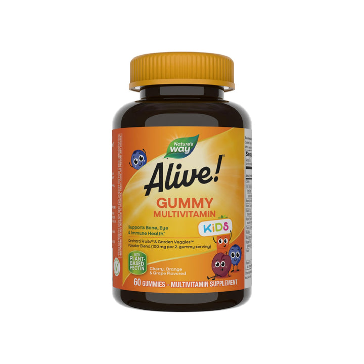 Nature's Way Alive! Premium Kids Multivitamin Gummy - Children's Multivitamin - Supports Bone, Eye & Immune Health* - With Vitamin B12, Biotin & Folic Acid - Gluten Free - 60 Gummies