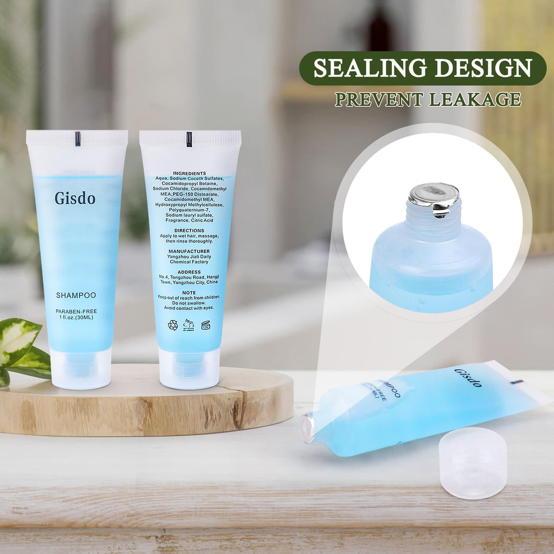 Gisdo 50 Pack Travel Size Shampoo Bulk, 30mL, 1 oz Hotel Shampoo Supplies for Guests, AirBnB Essentials, Travel Size Toiletries Bulk