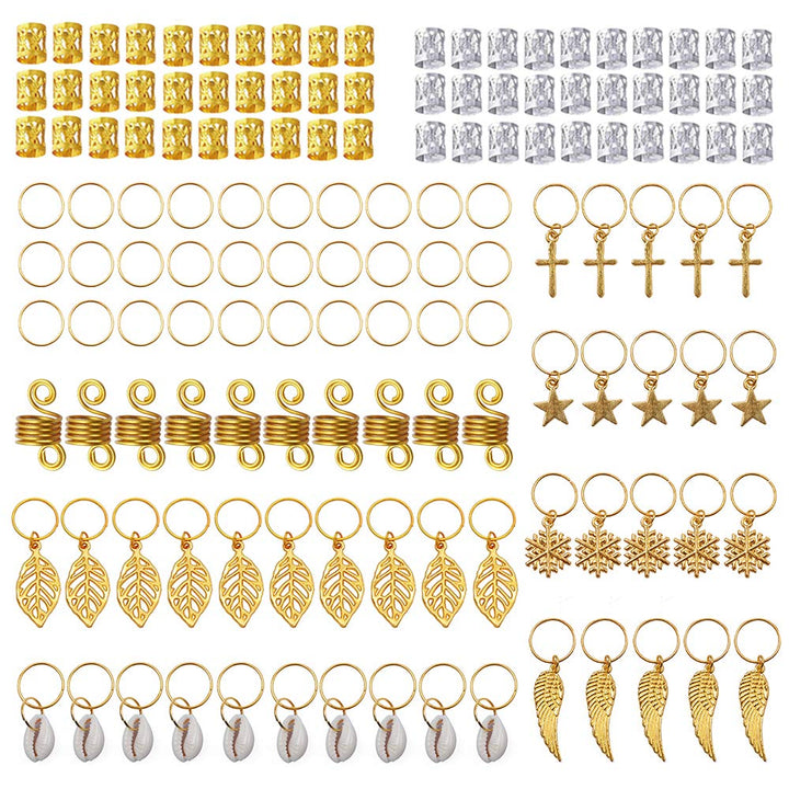 YMHPRIDE 140 Pieces Dreadlock Jewelry Aluminum Dreadlocks Beads Metal Hair Cuffs Hair Rings Shell Charms Hair Coils Braiding Hair Pendants Decoration Clips
