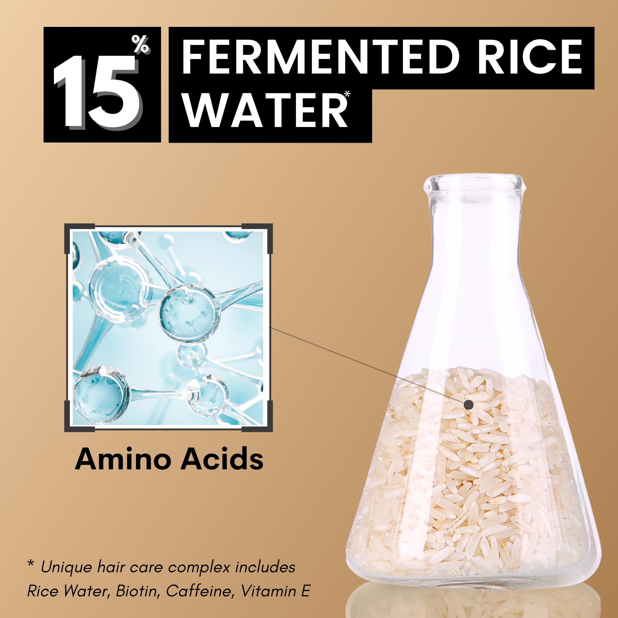 Rice Water Shampoo and Conditioner Set for Thinning Hair - with Natural Ingredients including Biotin and Caffeine, Men and Women