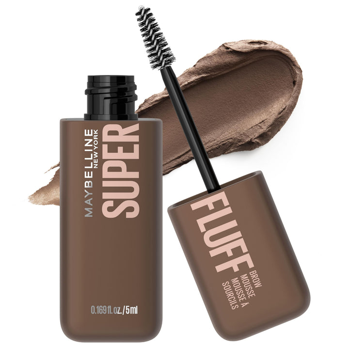 Maybelline Superfluff Volumizing Brow Mousse, All Day Tinted Brow Gel For Soft Full Brows, Medium Brown, 1 Count