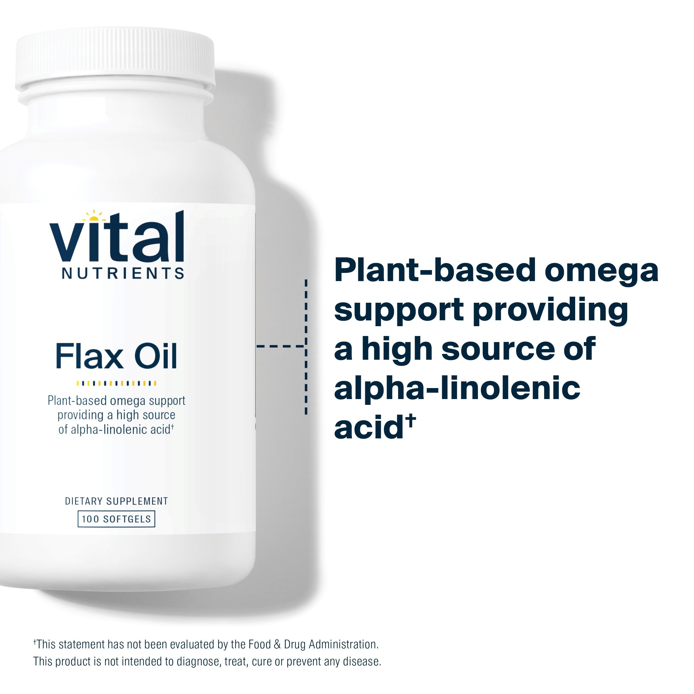 Vital Nutrients Flax Seed Oil 3000mg | Cold Pressed Flax Oil with high Concentration of ALA for Heart Health* | Gluten, Dairy and Soy Free | Non-GMO | 100 Softgels