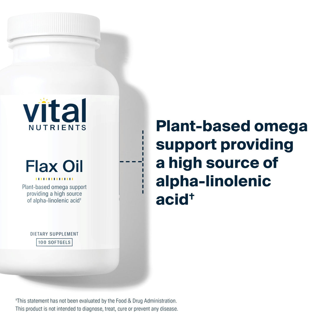 Vital Nutrients Flax Seed Oil 3000mg | Cold Pressed Flax Oil with high Concentration of ALA for Heart Health* | Gluten, Dairy and Soy Free | Non-GMO | 100 Softgels