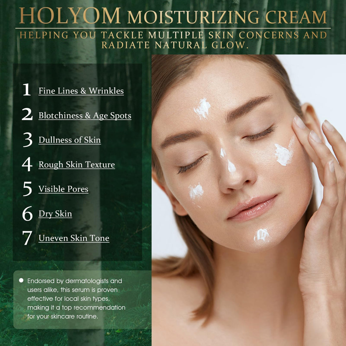 HOLYOM Anti-Wrinkle & Firming Face Moisturizer - Daily Facial Moisturizing Cream Repair & Hydrate Natural Formula for Fine Lines & Wrinkles Hydrating Moisturizing, 1.75 Fl Oz