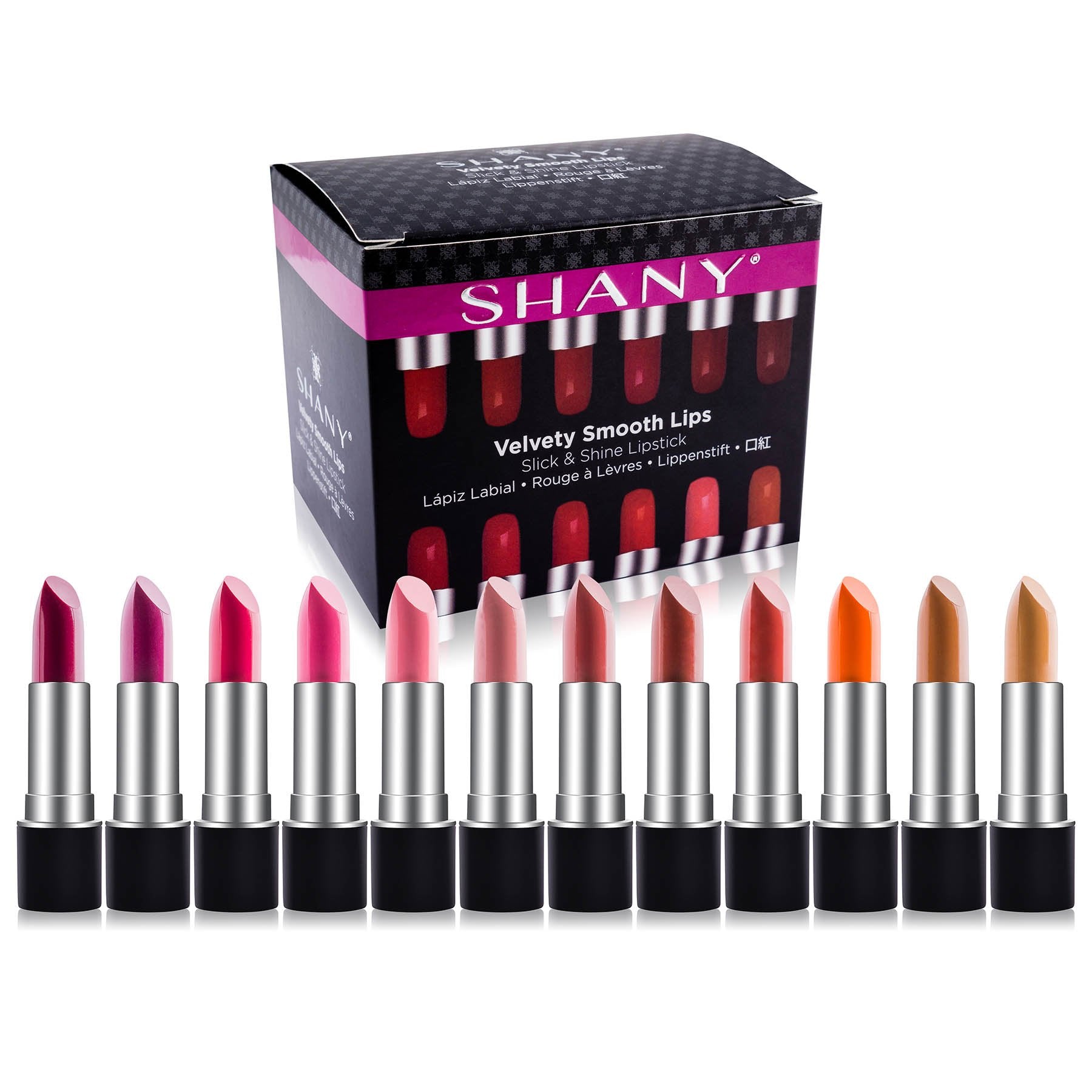 SHANY Slick & Shine Lipstick Set - Set of 12 Famous Colors