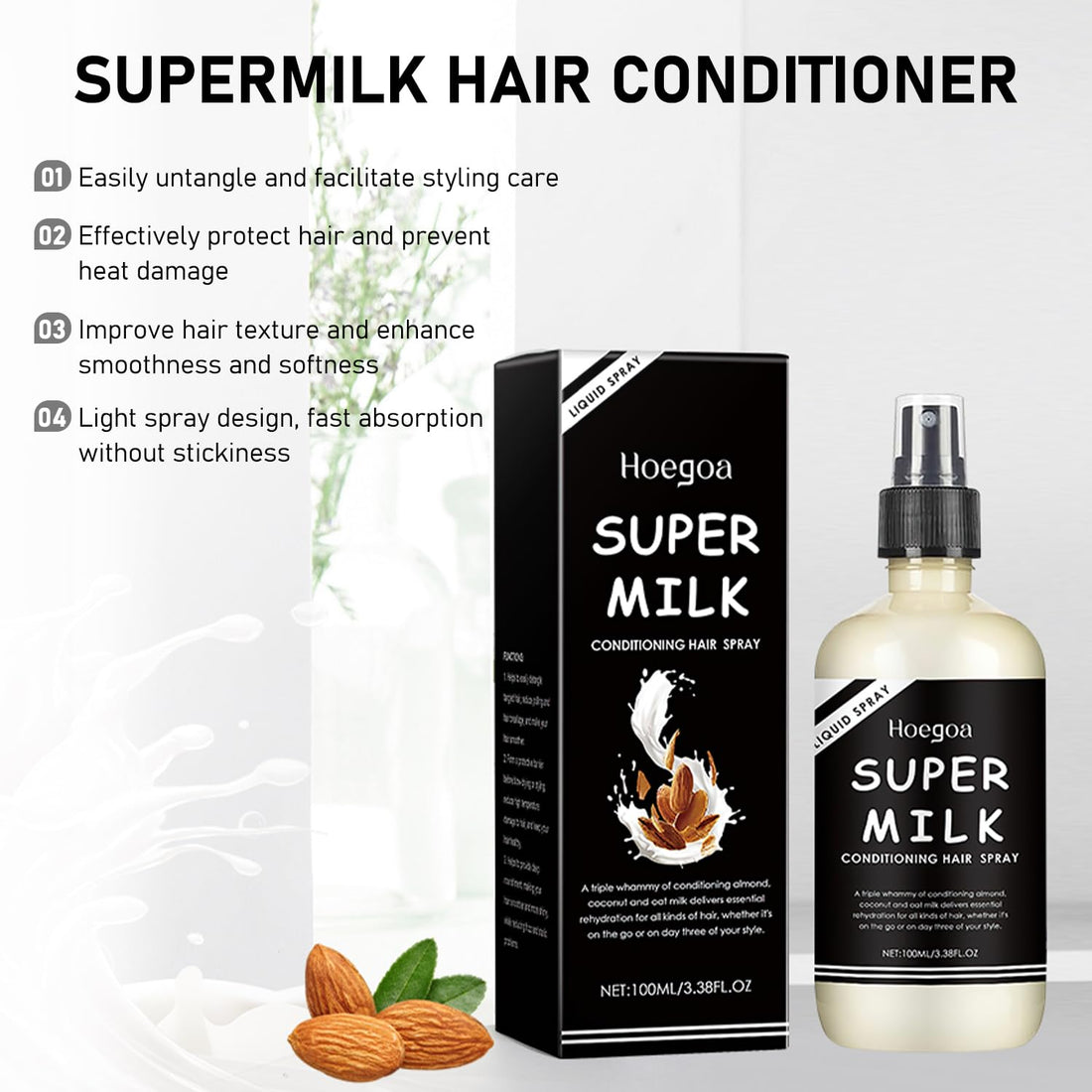 dokwiz Super Milk Conditioning Hair Mist, Supermilk Hair Primer Conditioner, Supermilk Lush Conditioning Hair Primer, Super-Milk Hair Conditioner Spray Smooth Hair Care (100ml)