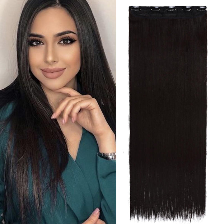 S-noilite 30/29 Straight Curly 3/4 Full Head One Piece 5clips Clip in Hair Extensions Long Poplar Style for Xmas Gifts 22colors (30 - Straight, dark brown)