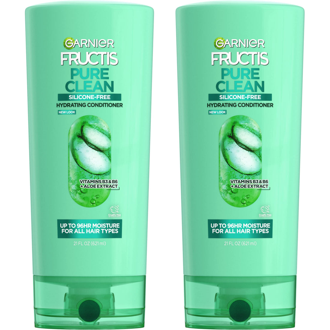 Garnier Hair Care Fructis Pure Clean Aloe Vera Conditioner,Fortifying Conditioner,Made With Aloe And Vitamin E Extract,Vegan Formula,Paraben Free for all type of hair,21 Fl Oz,2 Count,Pack Of 1
