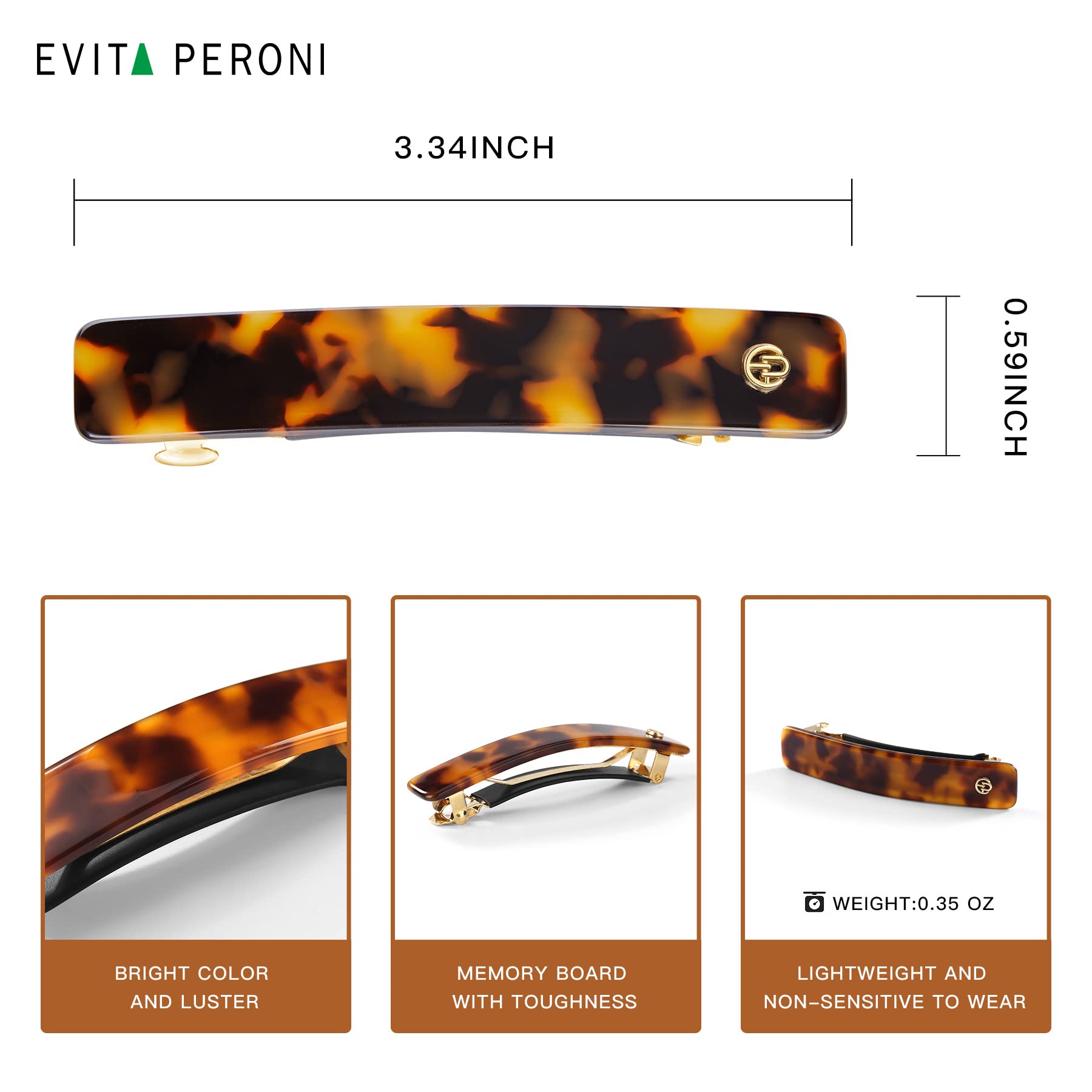 EVITA PERONI Large Medium Small Black Tortoise Blue Green Pink Purple Resin Hair Claw Clips Accessories for Women Girls