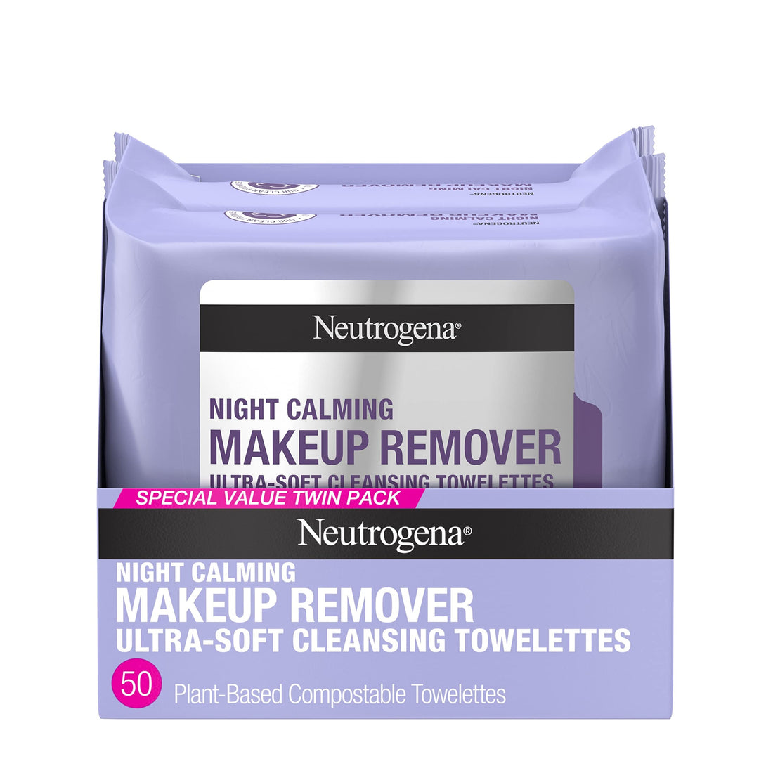 Neutrogena Day & Night Wipes with Makeup Remover Face Cleansing Towelettes & Night Calming Facial Cloths, Alcohol-Free Wipes to Remove Dirt, Oil & Waterproof Mascara, 3 Packs of 25 ct, 75 ct