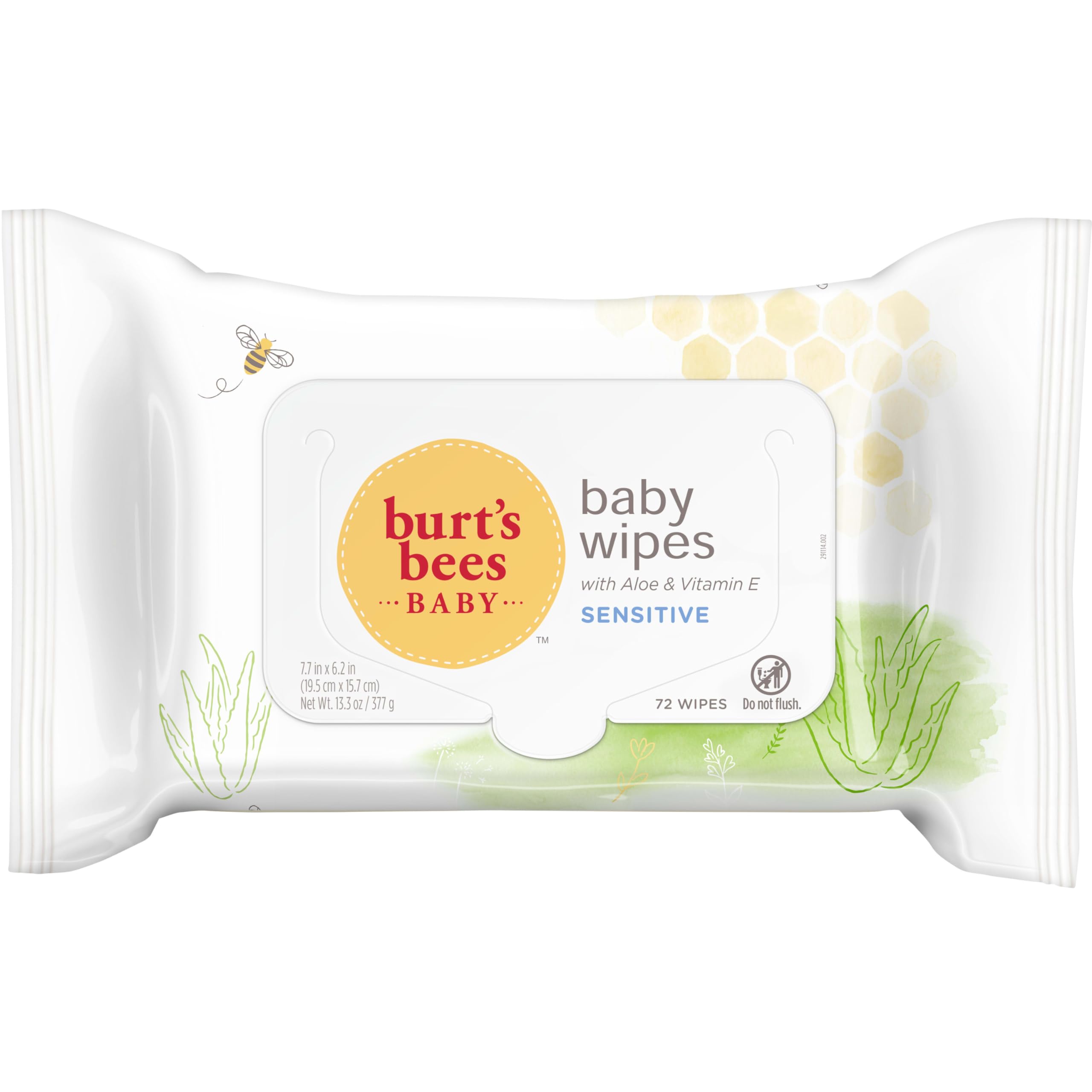 Burt’s Bees Baby Wipes, Unscented Natural Wipes for Sensitive Skin with Aloe and Vitamin E - 72 Wipes