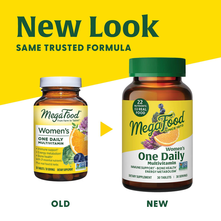 MegaFood Womens Multivitamin One Daily - Multivitamin for Women - Vitamin C, Vitamin D, Iron & B Vitamins - Bone, Energy Metabolism & Immune Support - Vegetarian, GlutenFree - 90 Tablets, 90 Servings