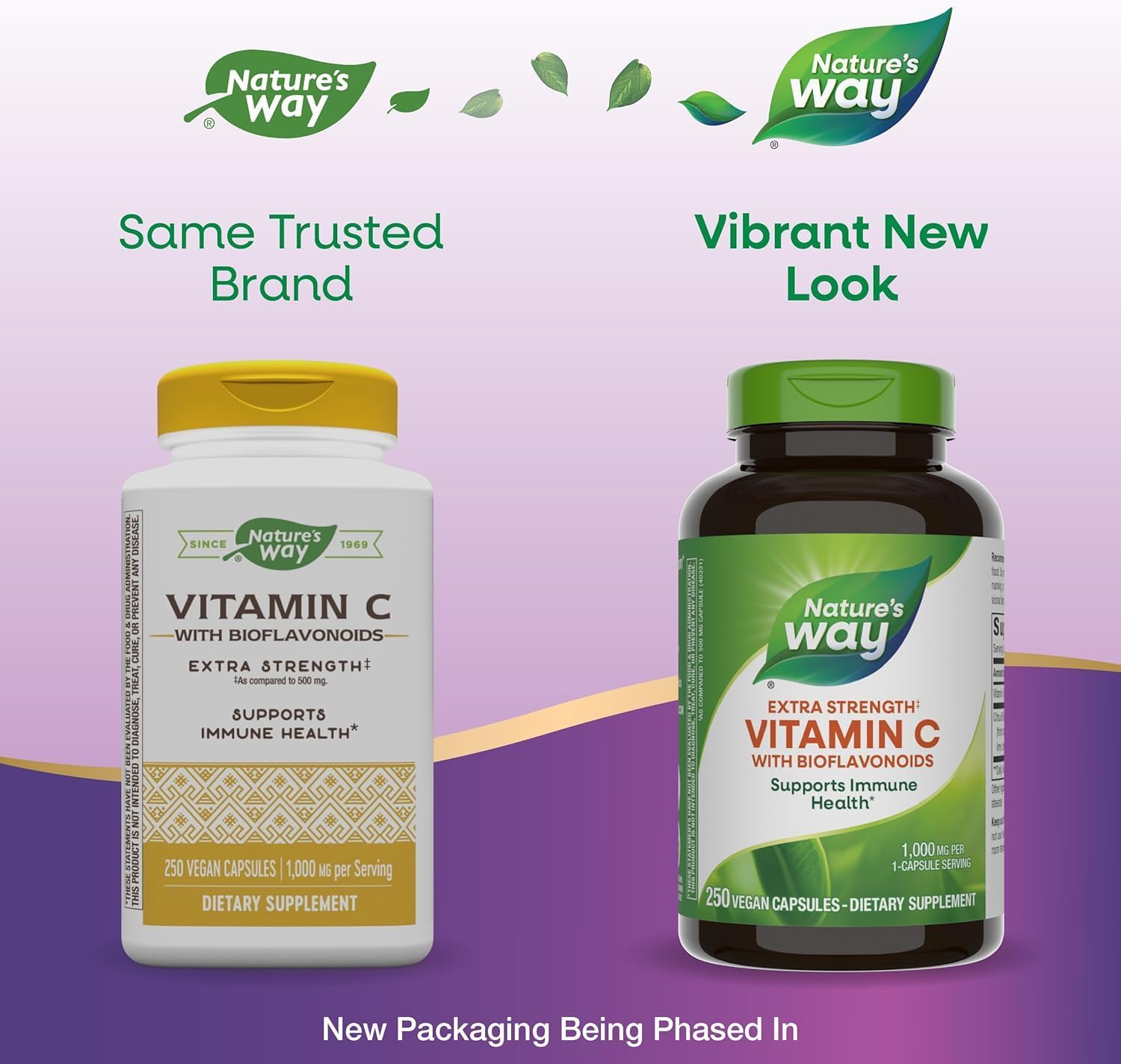 Nature’s Way Extra Strength(1) Vitamin C with Bioflavonoids, Supports Immune Health*, Promotes Collagen Production for Healthy Skin*, 1,000 mg per Capsule, 250 Vegan Capsules (Packaging May Vary)