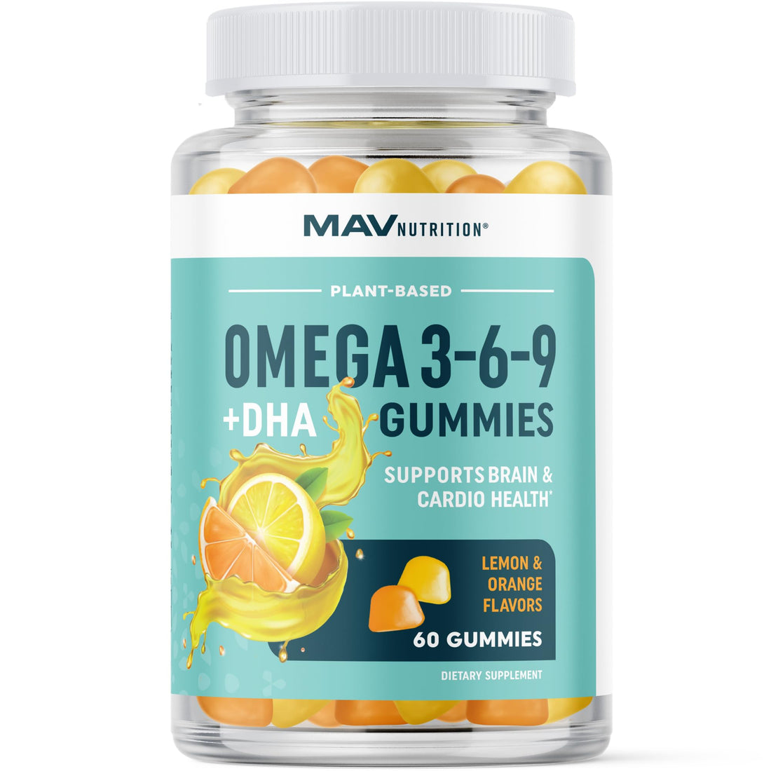 Omega 3 6 9 + DHA Gummies | Plant-Based Triple Omegas from Algae & Chia Seed Oil | with 50mg of DHA | Vegetarian, Non-GMO, Gluten-Free, Essential Fatty Acid Supplements for Adults | 60 Gummies