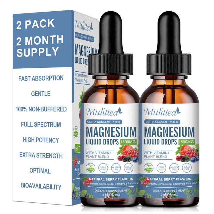 Magnesium Glycinate Liquid Drop - Triple Absorption Supplement to Support Nerves, Night, Heart, Muscles Metabolism* -Sugar-Free with Potassium, L-Theanine, Sea Moss Vitamin B,C,D3, K2-2