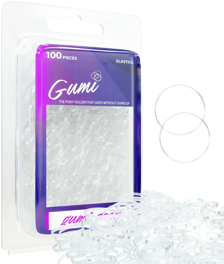 Small-100 Count, Clear: Gumi Reusable Extra Strong Hold Hair Elastics Small-100 Count Clear