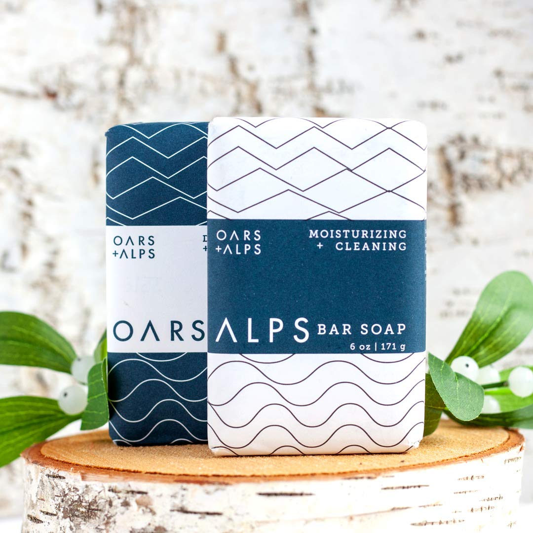Oars + Alps Bar Soap Gift Set, Natural Skin Care, Hydrates with Shea Butter and Exfoliating Activated Charcoal, Vegan and Gluten Free